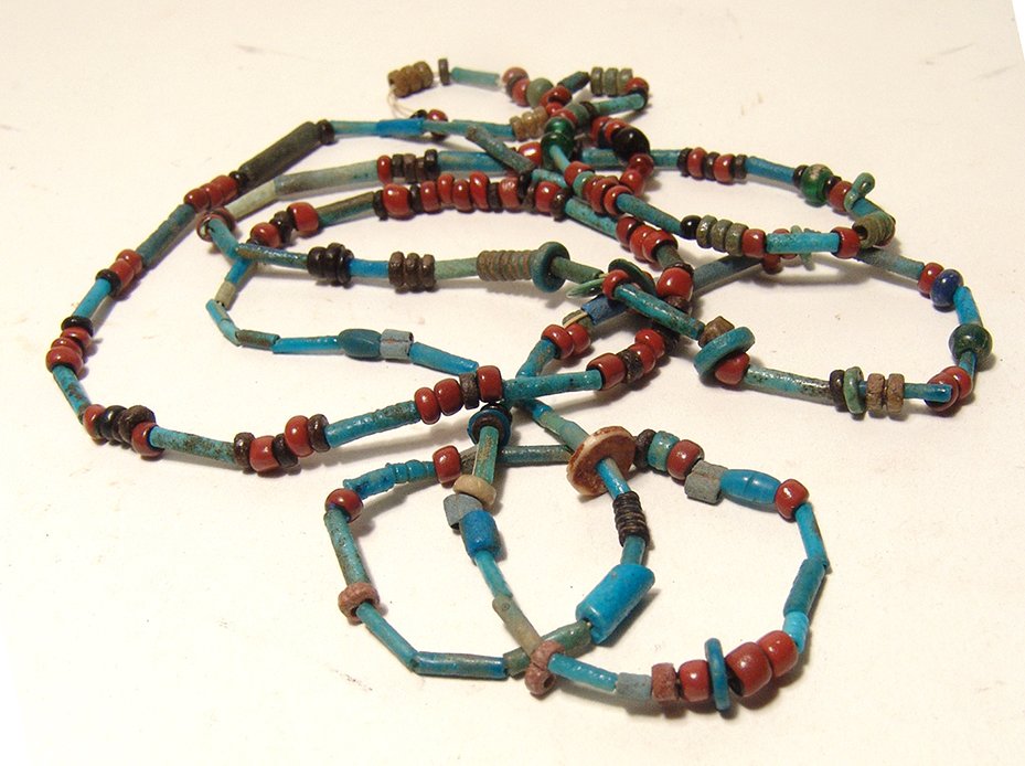 An Egyptian stone and faience beaded necklace (1 of 2)