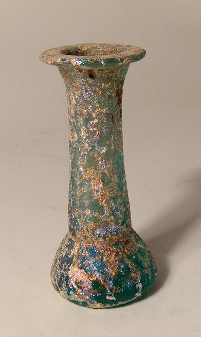 Roman blue-green glass vessel, Eastern Mediterranean (1 of 3)