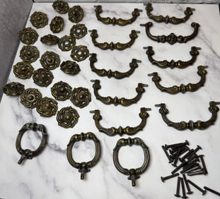33 Vintage-Antique furniture hardware handles & some original bolts