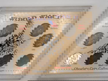 World War II Obsolete Coin Collection in case - Silver Nickels