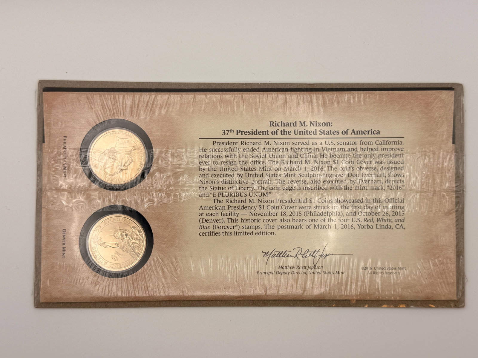 Richard M. Nixon 37th Presidential $1 Coin set of 2 - SEALED: Set of 2 Coins - $2 total face value