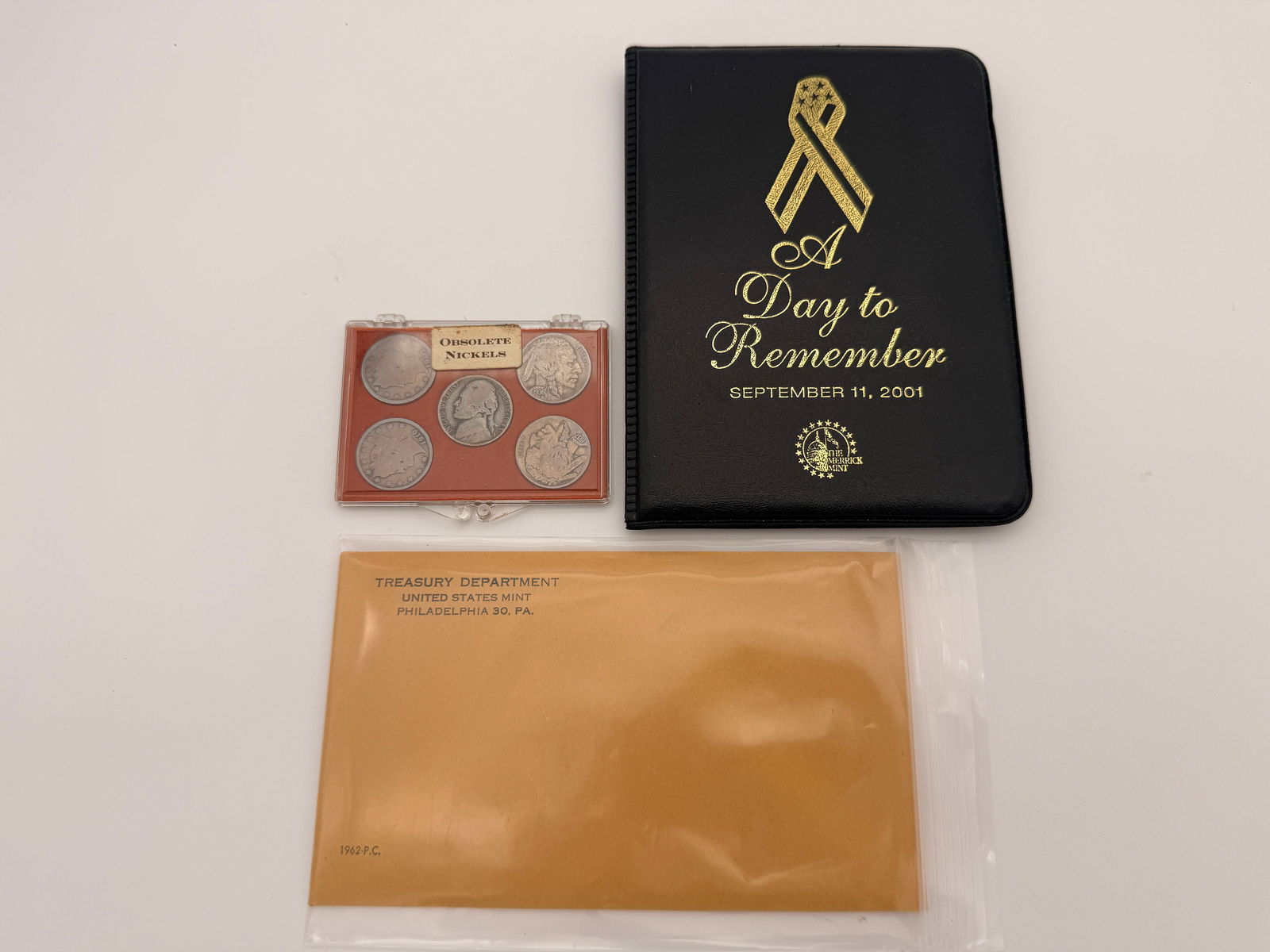 Lot of 3 U.S. Coin & Commemorative Sets – 1962 Proof, Obsolete Nickels, 9/11 Memorial (1 of 3)