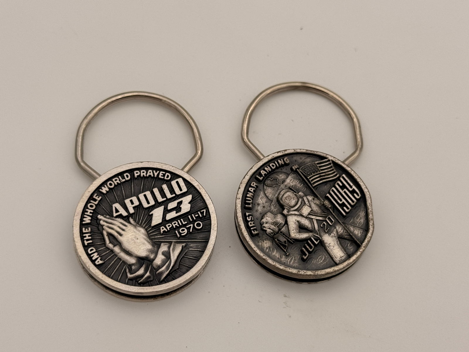 Pair of Apollo Commemorative Keychains – Apollo 11 & Apollo 13, 1969–1970 (1 of 3)