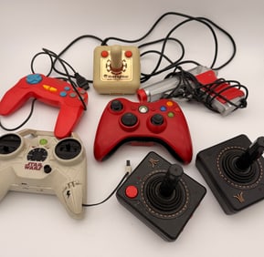 Lot of Vintage and Modern Video Game Controllers