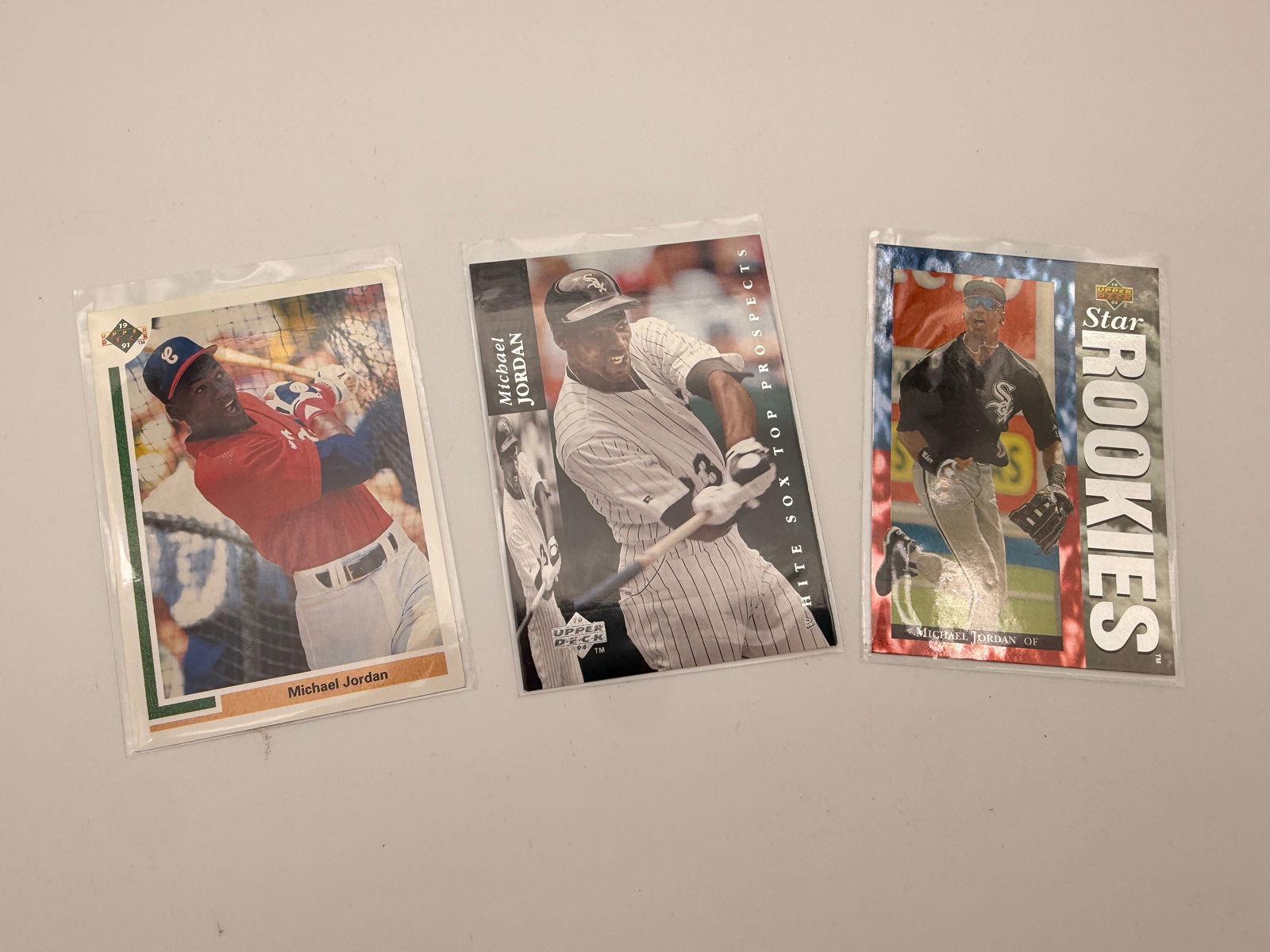 Michael Jordan Baseball Cards – Upper Deck Lot of 3 (1991–1994) (1 of 2)