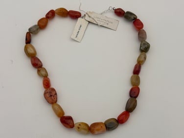 Lord & Taylor Genuine Stone Necklace with Sterling Silver Clasp (NWT)