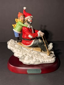 Spirit of Christmas VIII Emmett Kelly Jr Clown Flambro Figurine with Stand - Incl. COA