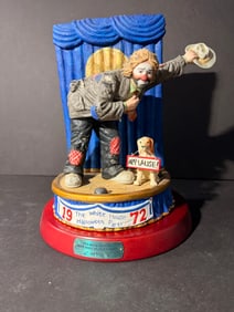 The White House Halloween Party 1972 Emmett Kelly Jr Clown Figurine Flambro w/ Stand - Incl. COA