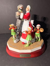 Spirit of Christmas XV Emmett Kelly Jr Clown Figurine Flambro w/ Stand - Incl.COA + Signed by Artist