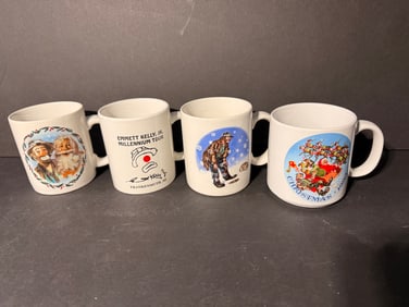 Set of 4 Emmett Kelly Jr Clown Coffee Cups