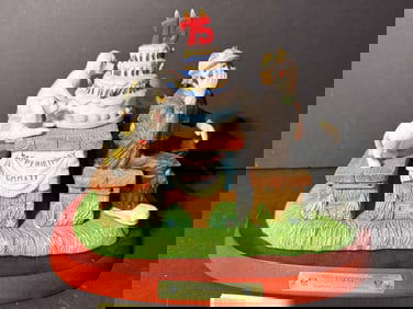 Surprise! Emmett Kelly Jr Clown Figurine Flambro w/ Stand - Incl. COA + Signed by Artist