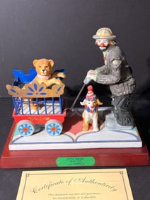 Little Parade "Members Only" Emmett Kelly Jr Clown Figurine Flambro w/ Stand - Incl. COA + Signed