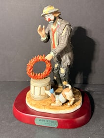 Ready-Set-Go Emmett Kelly Jr Clown Figurine Flambro w/ Stand
