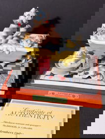 Birthday Bath "Members Only" Emmett Kelly Jr Clown Figurine Flambro w/ Stand - Incl. COA + Signed