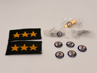 Mixed lot of Police Patches, Tie Clips + State ID Rounds for Badges, Illinois