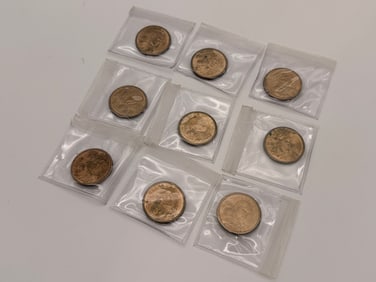 Lot of 9 US $1 Coins