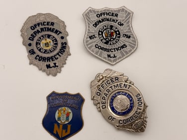 State of New Jersey "Officer" Department of Corrections Badge, Patch Set + Metal Emblem