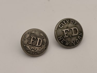 Set of 2 Fire Department Clothing Buttons
