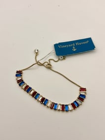 Vineyard Haven Red White Blue Rhinestone Bracelet NWT