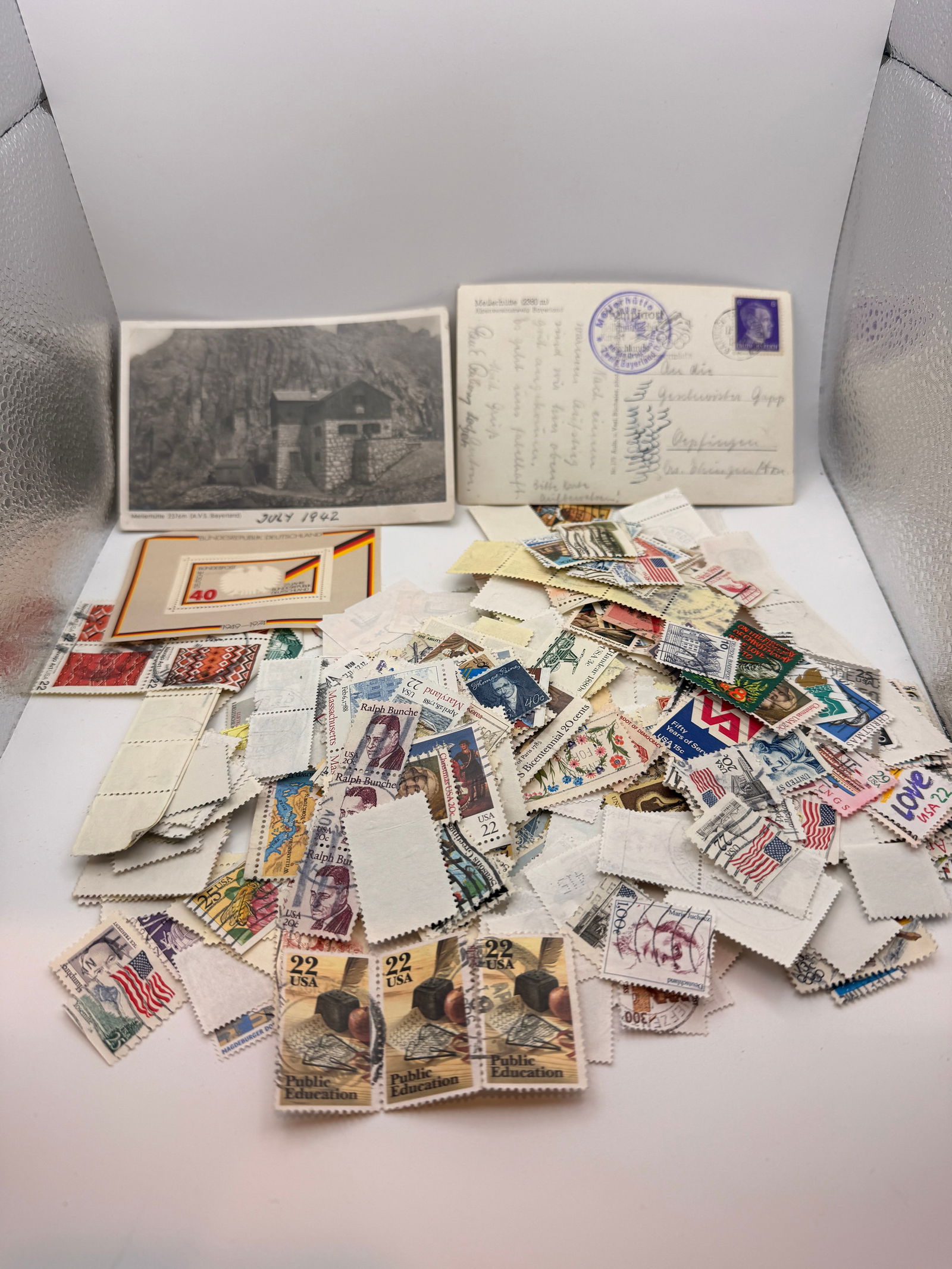Mixed U.S./German Stamp Lot with WWII Meilerhütte Postcards (1 of 5)