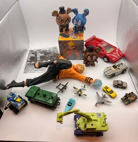 Mixed Vintage to Modern Toy Lot: FNaF Figures, Naruto, Diecast Cars, MicroMachines & More