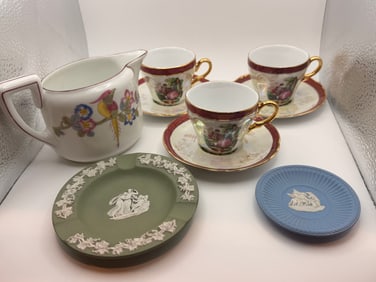 Mixed Porcelain Lot with Wedgwood Jasperware & Demitasse Sets