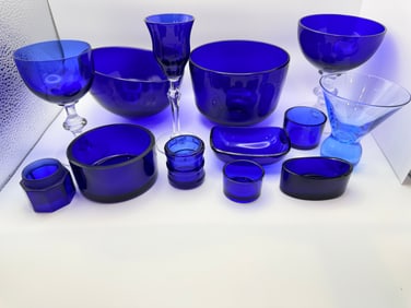 Large Mixed Lot of Cobalt Blue Glassware