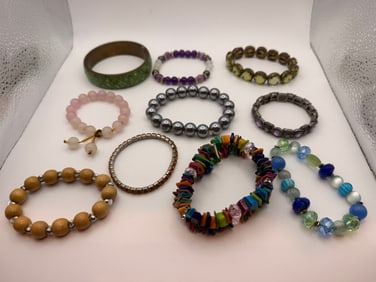 Lot of 10 Vintage-to-Modern Costume Bracelets & Bangles