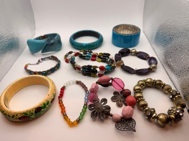 Lot of 10 Vintage-to-Modern Costume Bracelets & Bangles