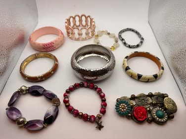Lot of 10 Vintage-to-Modern Costume Bracelets & Bangles