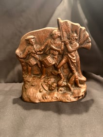 Early 20th C. Bronze Patriotic Relief Plaque, Revolutionary War Scene