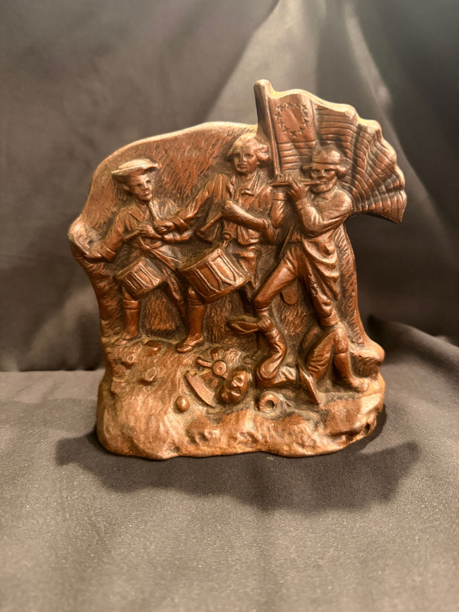 Early 20th C. Bronze Patriotic Relief Plaque, Revolutionary War Scene (1 of 3)