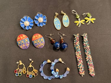 Unique Costume Earrings Lot of Eight Pairs