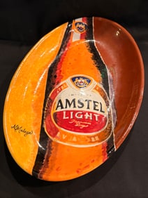 Hand-Painted Amstel Light Art Platter 15"
