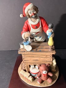 Spirit of Christmas V Emmett Kelly Jr Clown Figure Flambro w/ Stand - Low # - COA + Signed by Artist