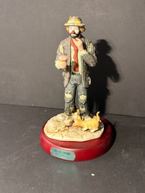 NO USE CRYING Emmett Kelly Jr Clown Flambro Figurine with Stand - Incl. COA