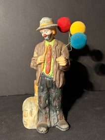 Circus Balloons Limited Edition Musical Emmett Kelly Jr Clown Figurine Flambro w/ Stand - Incl. COA