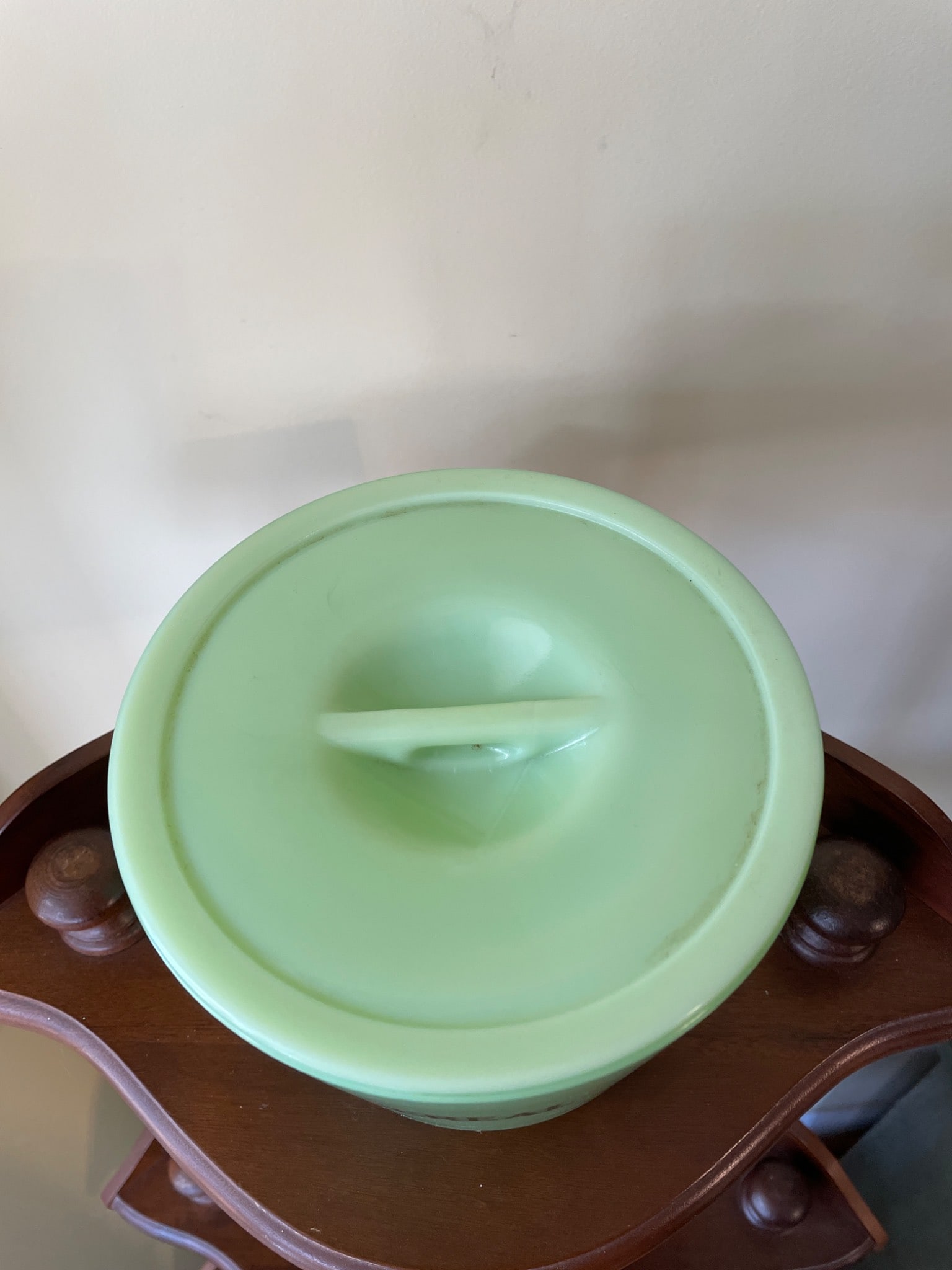 Jadeite Green Glass Cereal Canister With Lid - 2