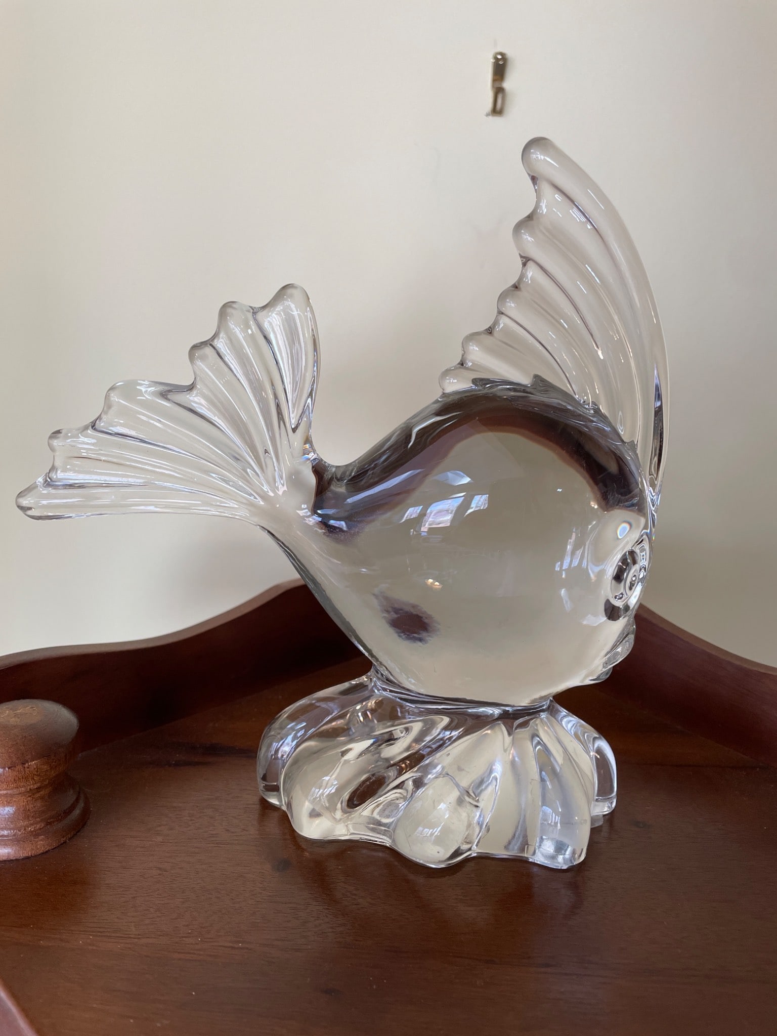 Clear Glass Decorative Fish Figurine Signed 'Fostoria,' Approx. 6 Inches Tall - 2