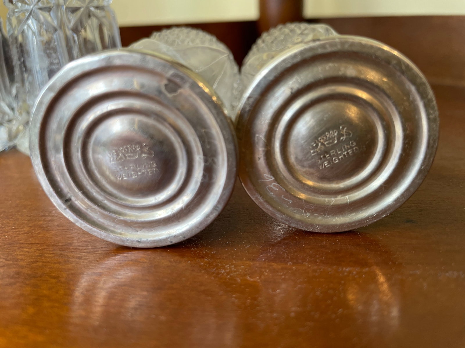 Crystal Salt & Pepper Shakers with Sterling Silver Caps and Bases - 5