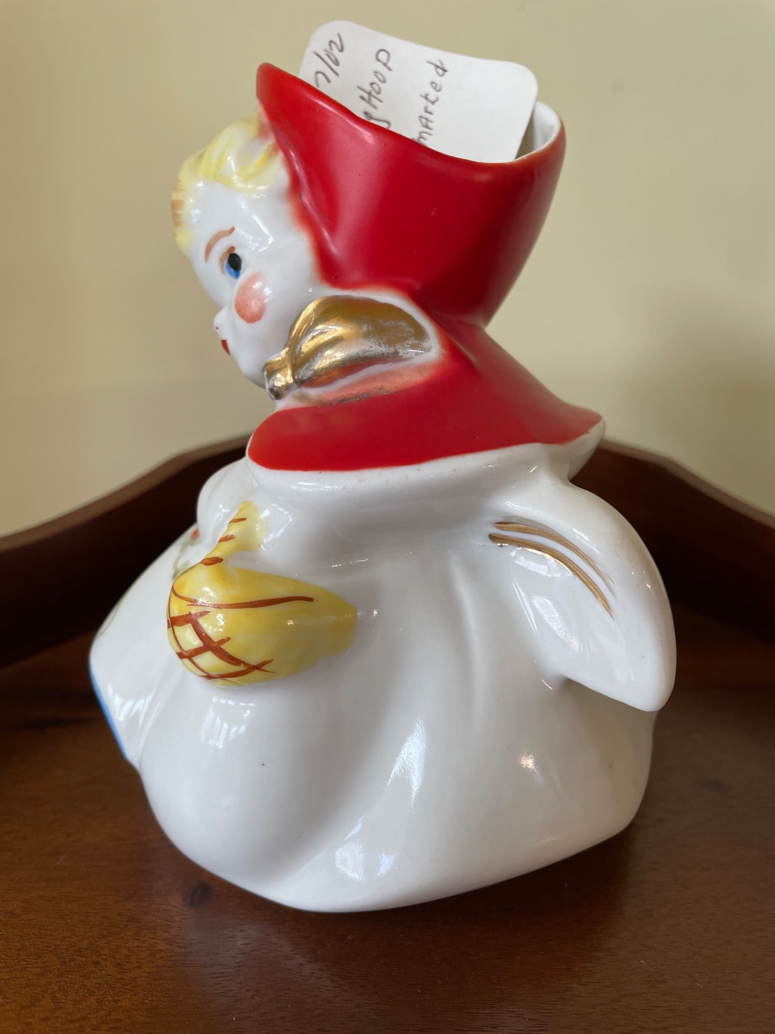 Porcelain Red Riding Hood Creamer, Hand-Painted, Unmarked - 3