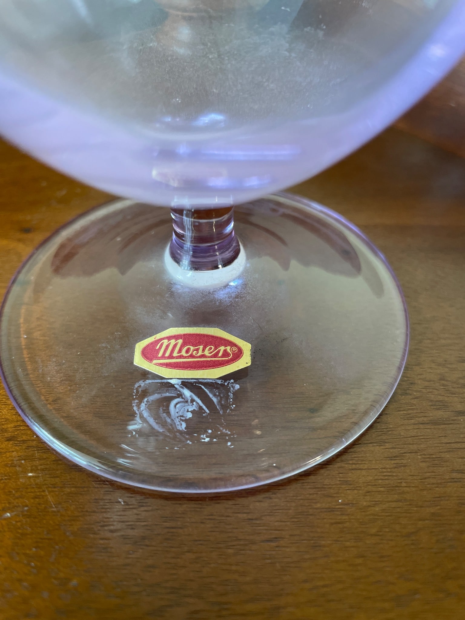 Moser Glass Vase With Purple Tint and Original Label - 2