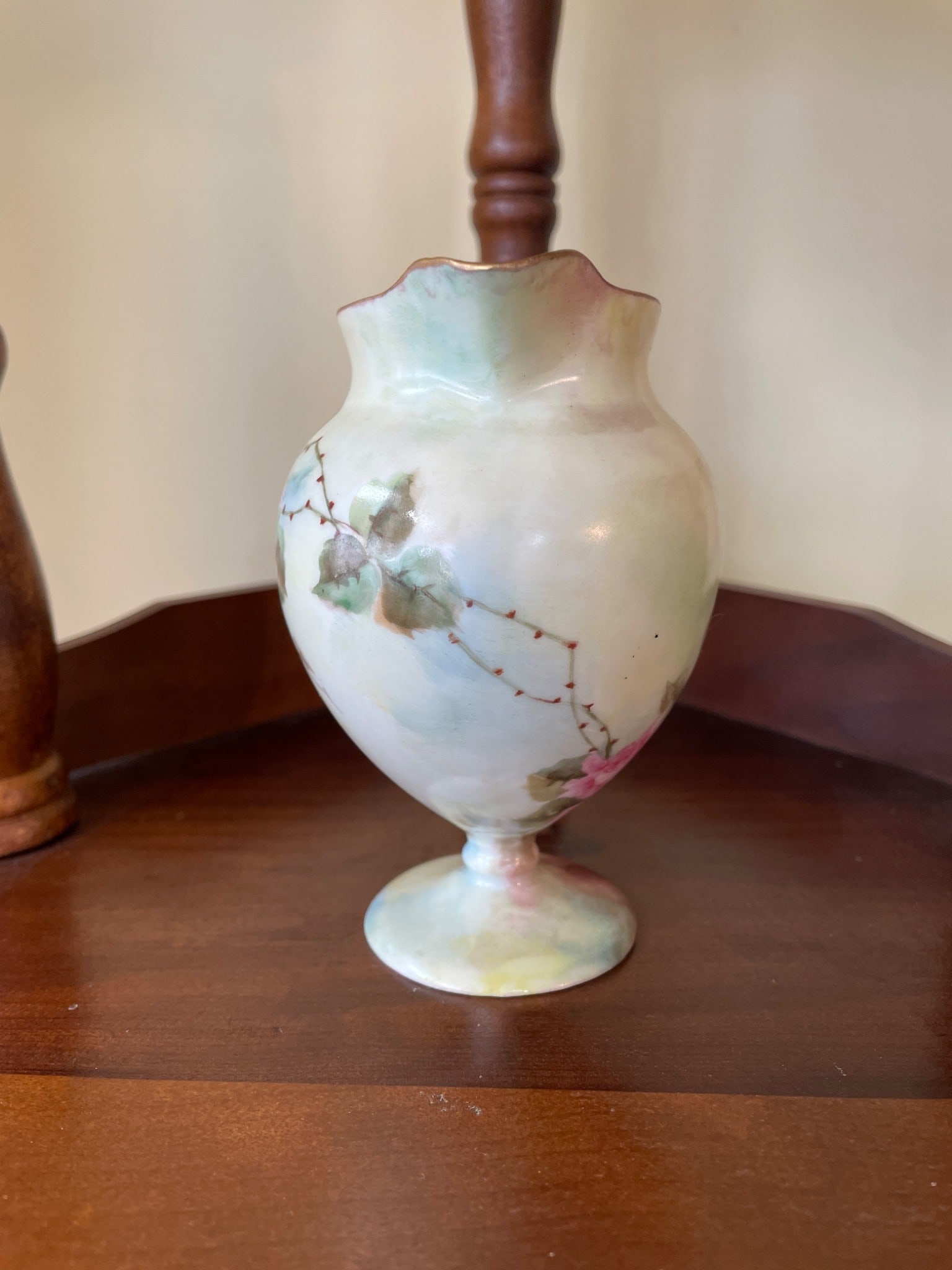 Porcelain Hand-Painted Pitcher with Floral Design and Gold Accents - 4