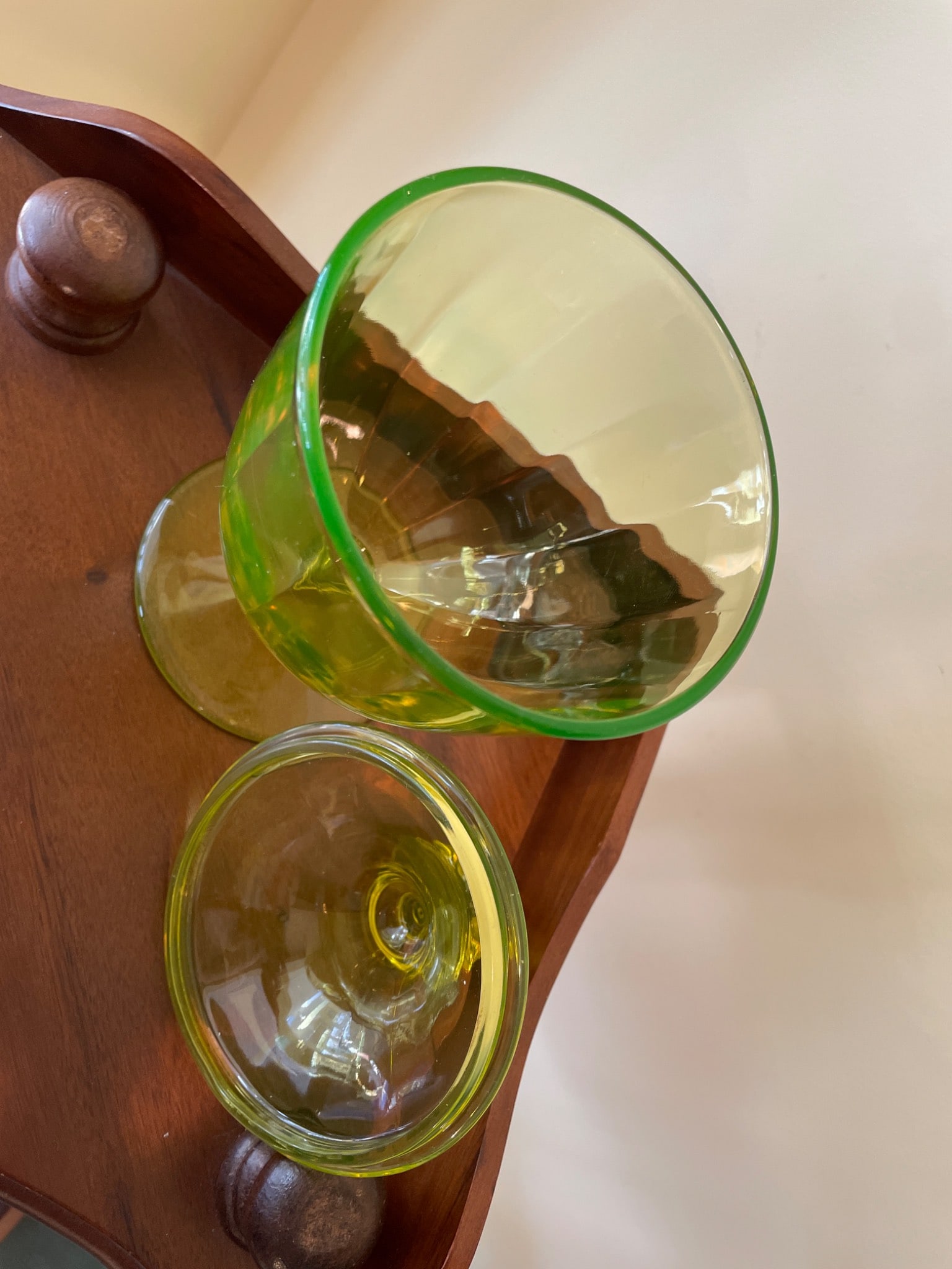 Green Glass Candy Dish with Lid and Pedestal Base - 8 Inches Tall - 4