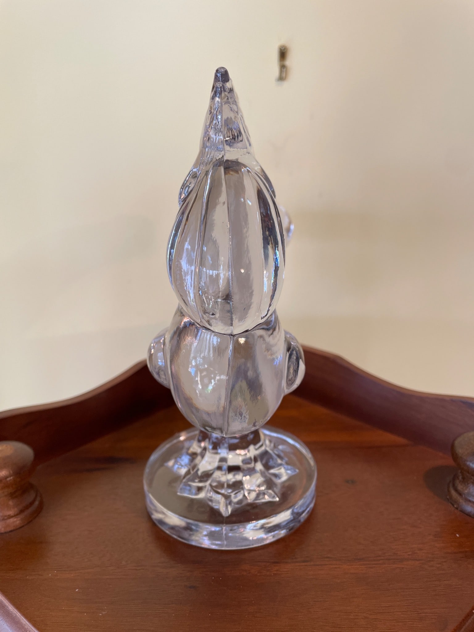 Glass Bird Figurine With Leafed Crest and Circular Base - 2