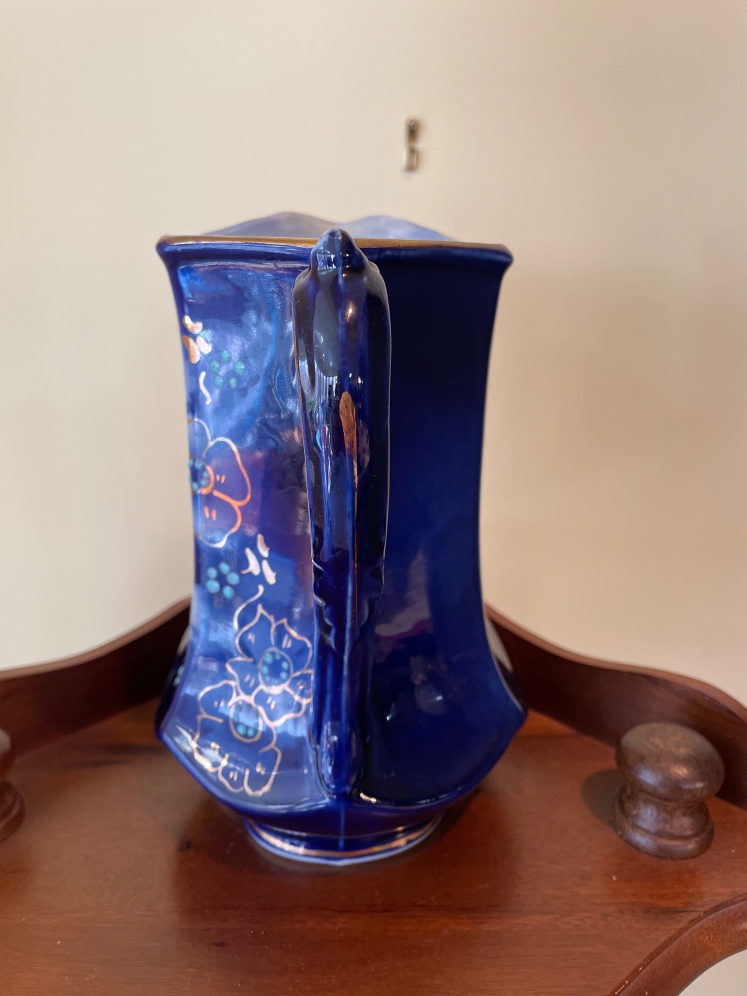 Blue Porcelain Pitcher with Floral Design, Model No. 4054 - 2