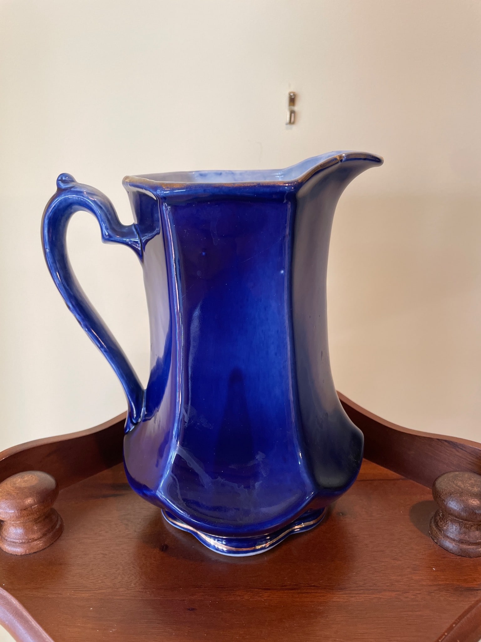 Blue Porcelain Pitcher with Floral Design, Model No. 4054 - 3