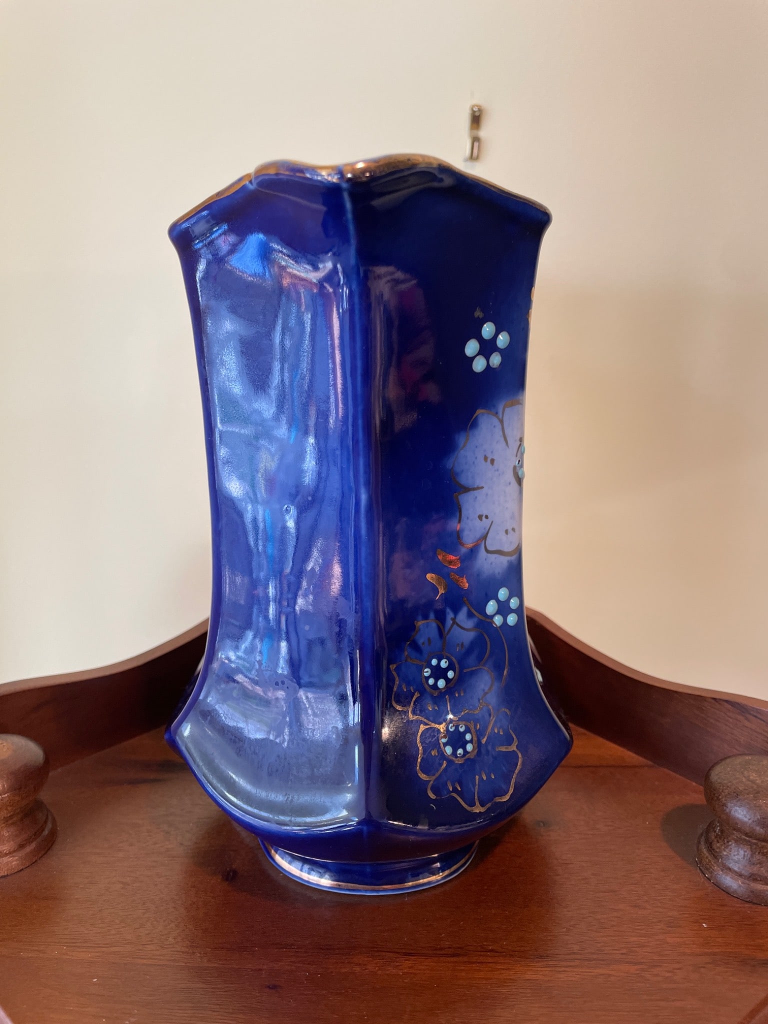 Blue Porcelain Pitcher with Floral Design, Model No. 4054 - 4