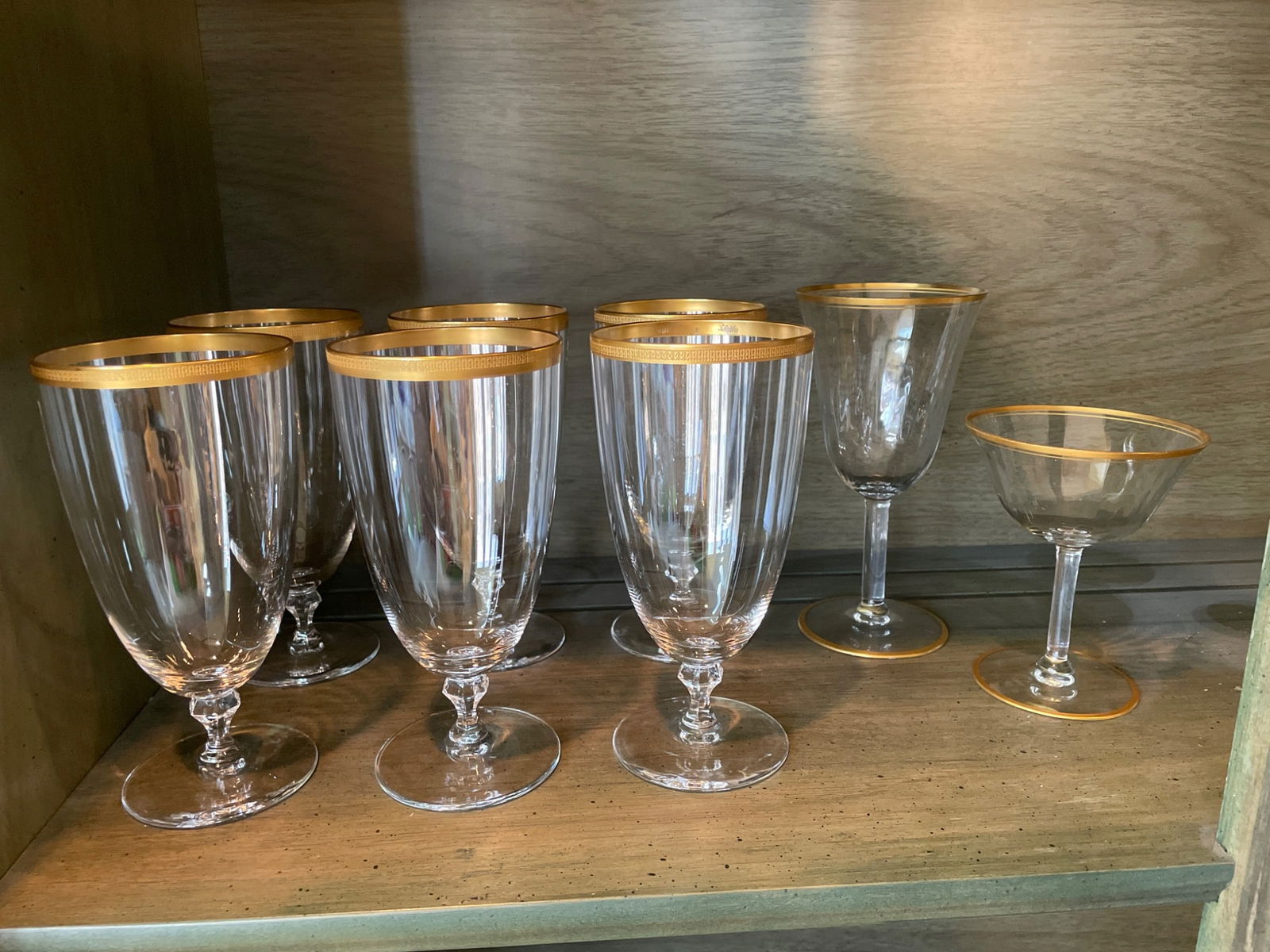 Gold-Trimmed Crystal Stemware Glasses - 2