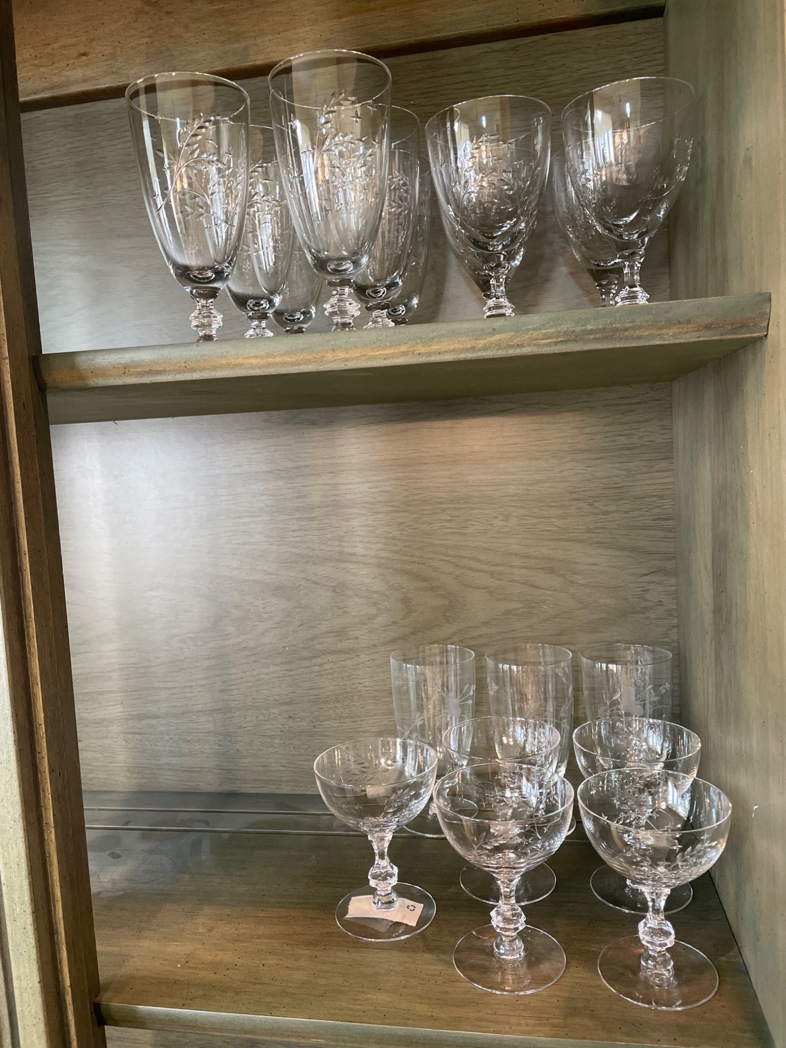 Etched Glass Stems with Floral and Vine Patterns (1 of 6)